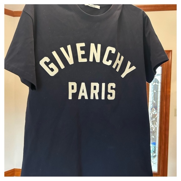 GIVENCHY cotton jersey navy embroidered T-shirt size small made in Italy - Picture 2 of 6